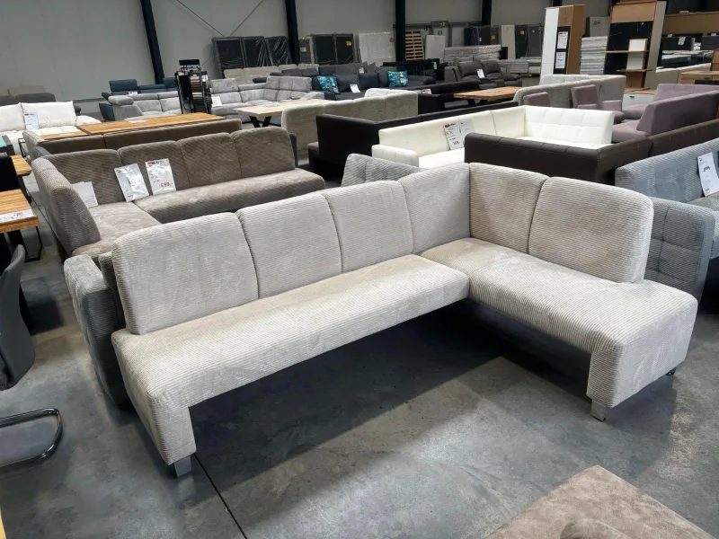Eckbank Cord beige 244x157 cm Massivholz - Bild 2