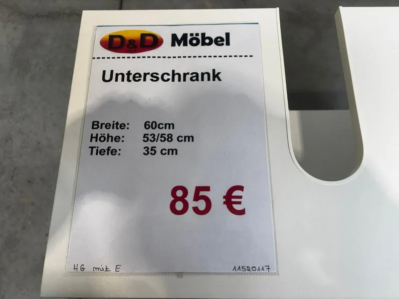 Waschbeckenunterschrank 60cm Weiß Hochglanz 60x35x53/58cm - Bild 3