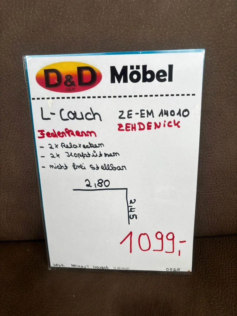 Ecksofa Zehdenick Nougat Federkern Relaxfunktion - Bild 3