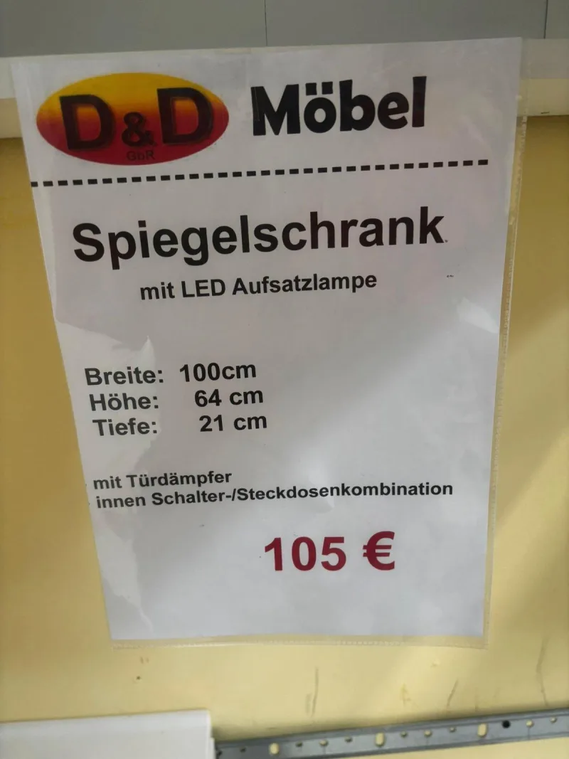 Spiegelschrank weiß LED 100x21x64 cm - Bild 3