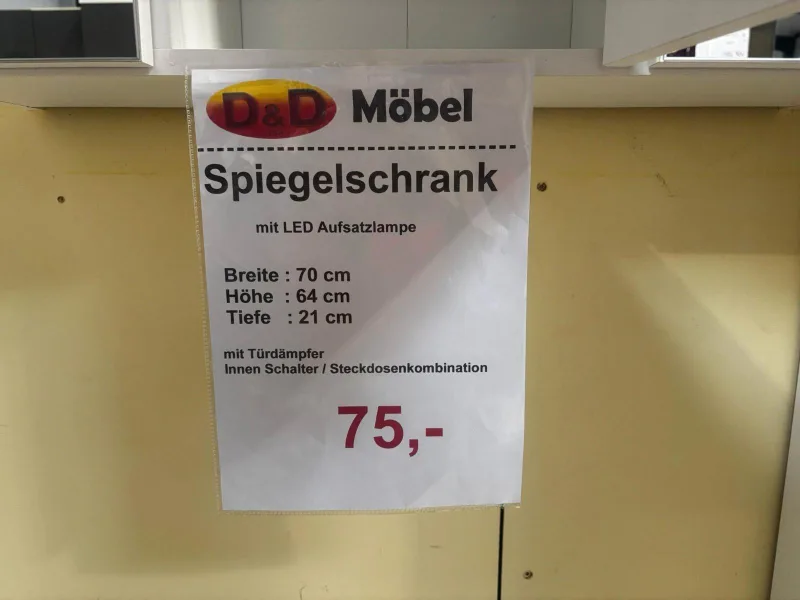 Spiegelschrank weiß LED 70x21x64 cm - Bild 3