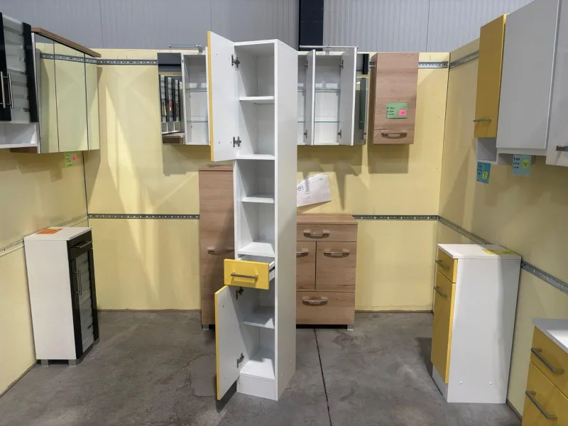 Hochschrank MDF weiß/gelb matt 25x34x190 cm - Bild 2