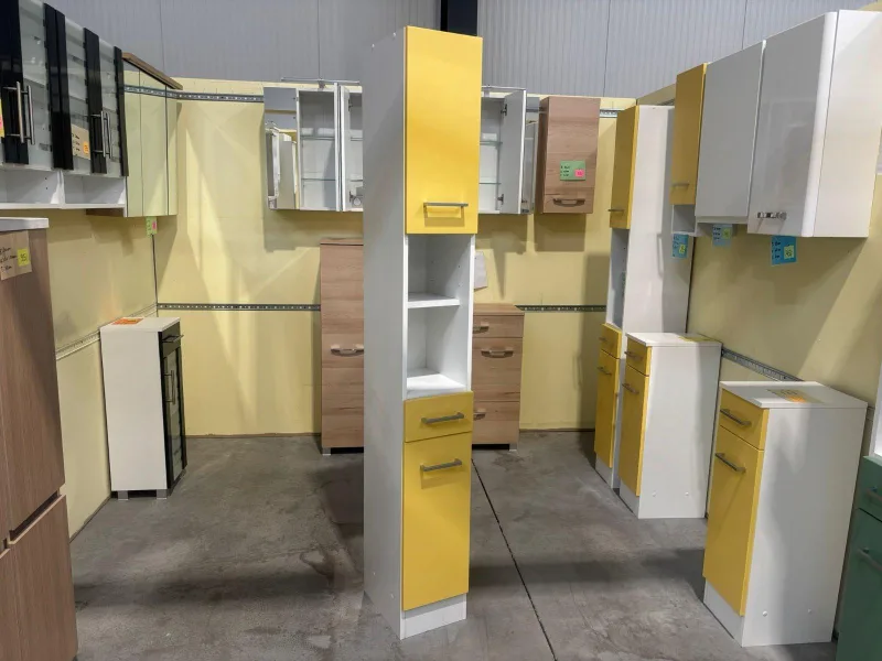 Bad-Hochschrank weiß/gelb matt 25x34x190 cm