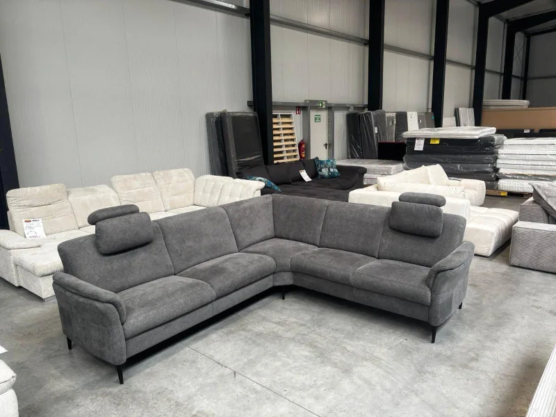 Ecksofa Polipol Federkern Webstoff Grau ca. 270x185 cm