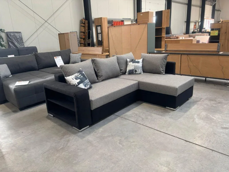 Ecksofa schwarz/grau 226x160cm mit Bettfunktion