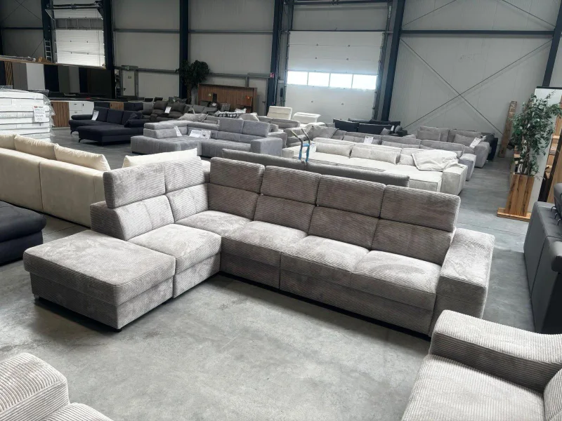 Ecksofa Cord Grau 6x Kopfverstellung