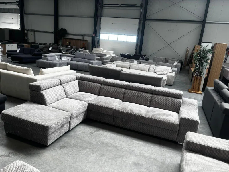 Ecksofa Cord Grau 6x Kopfverstellung - Bild 3