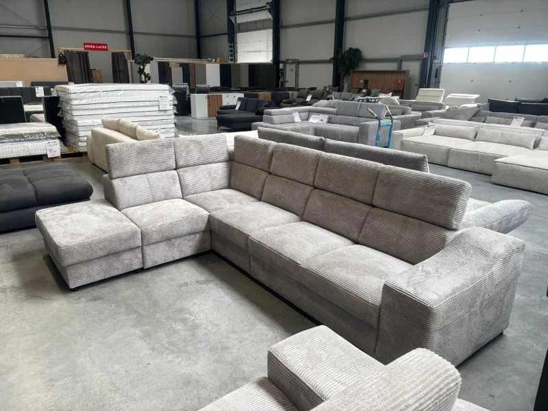 Ecksofa Cord Grau 6x Kopfverstellung - Bild 4
