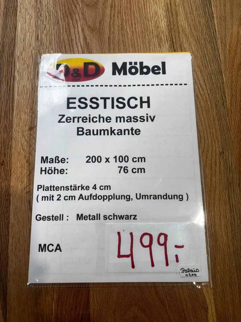 Esstisch Zerreiche massiv Baumkante 200x100 cm - Bild 4
