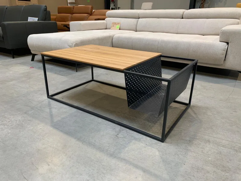 Couchtisch Massivholz Metallgestell 80x80 cm