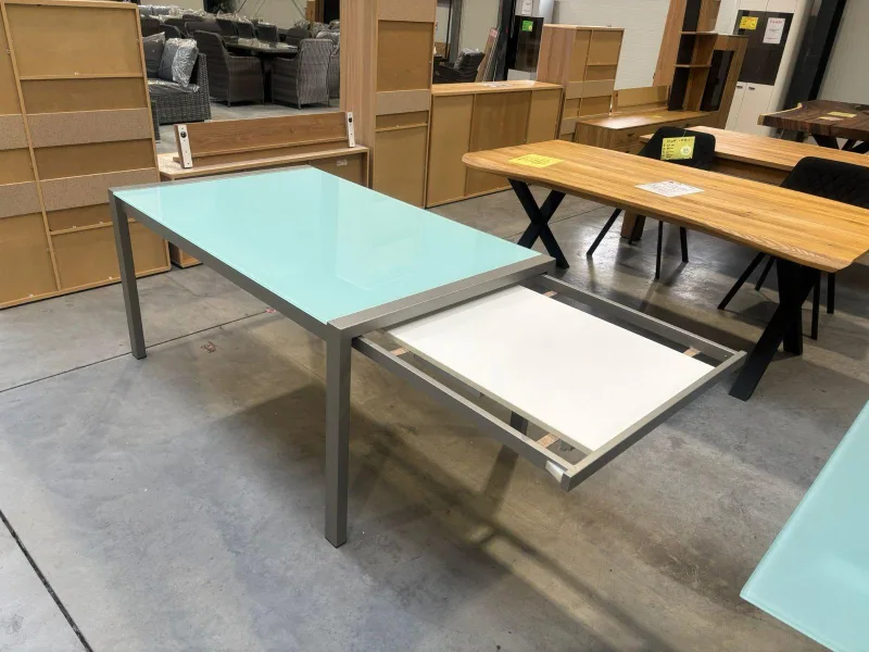 Auszieh-Esstisch Milchglas 152x95 cm, ausziehbar 213 cm - Bild 2