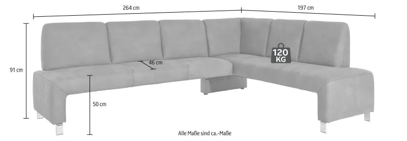 Eckbank Microfaser Hellgrau 264x197 cm - Bild 5
