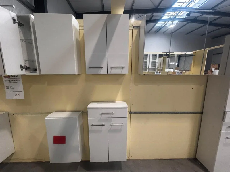 Badmöbel Set Weiß Hochglanz 2-teilig - Bild 4