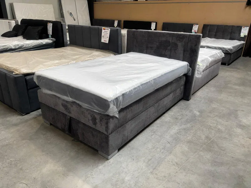 Boxspringbett Cord Grau 120x200 cm mit Bettkasten
