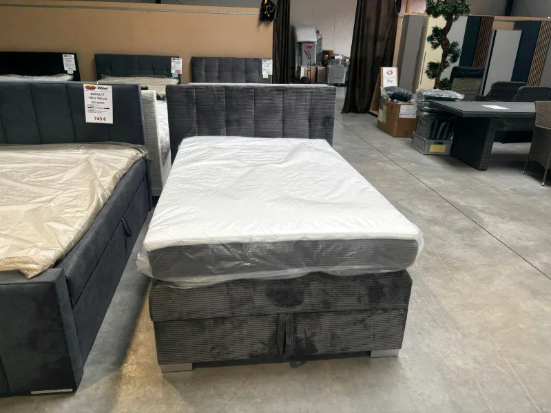 Boxspringbett Cord Grau 120x200 cm mit Bettkasten - Bild 2
