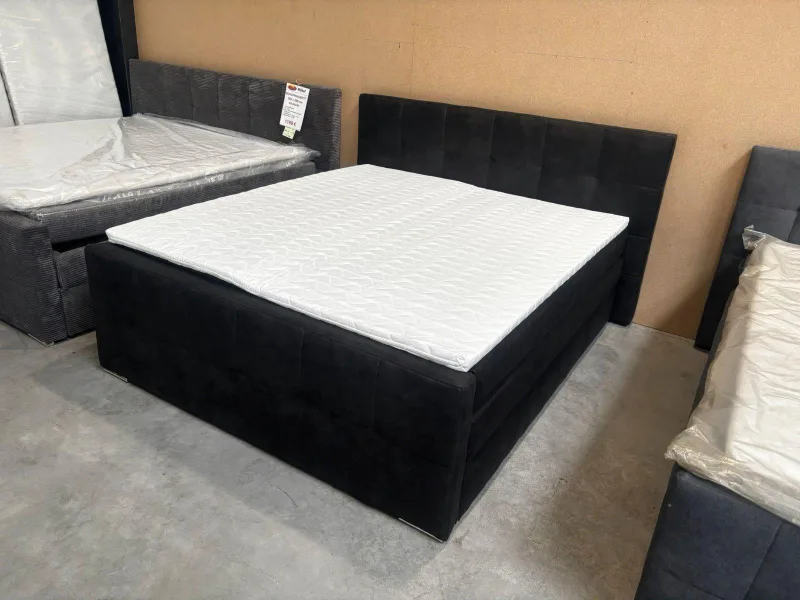 Boxspringbett 180x200cm Anthrazit Velour 2 Bettkästen