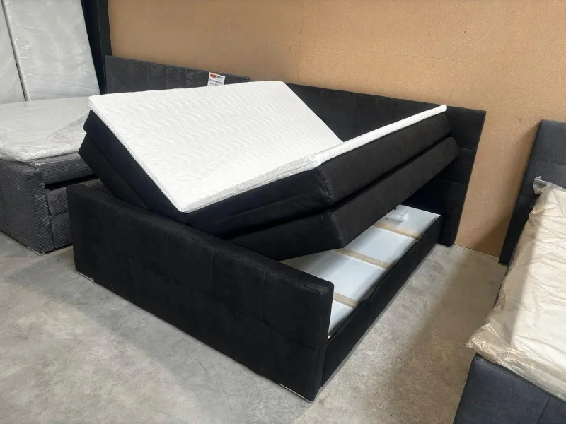 Boxspringbett 180x200cm Anthrazit Velour 2 Bettkästen - Bild 2
