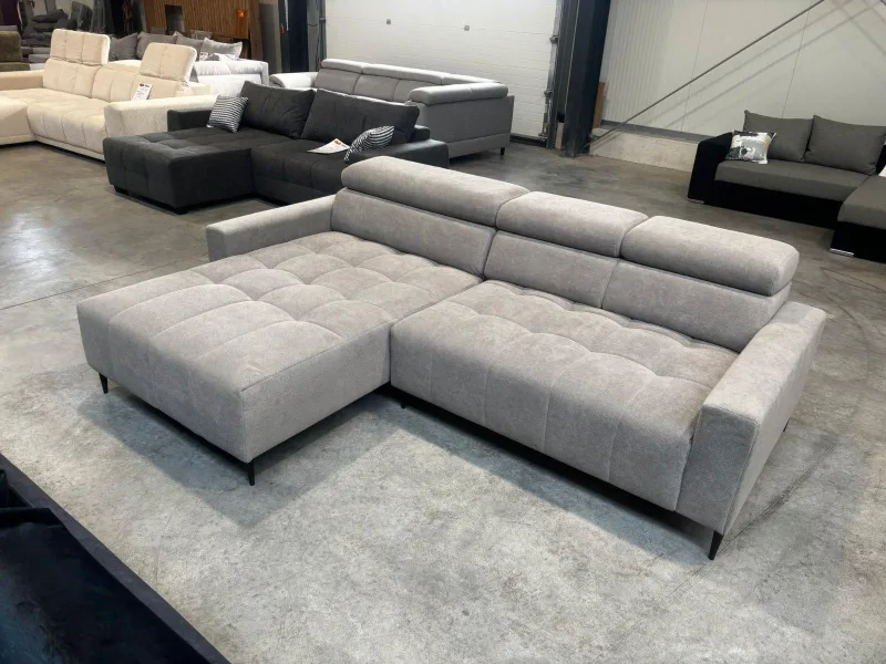 Ecksofa Elektr. Sitztiefenverstellung Grau 326x261cm