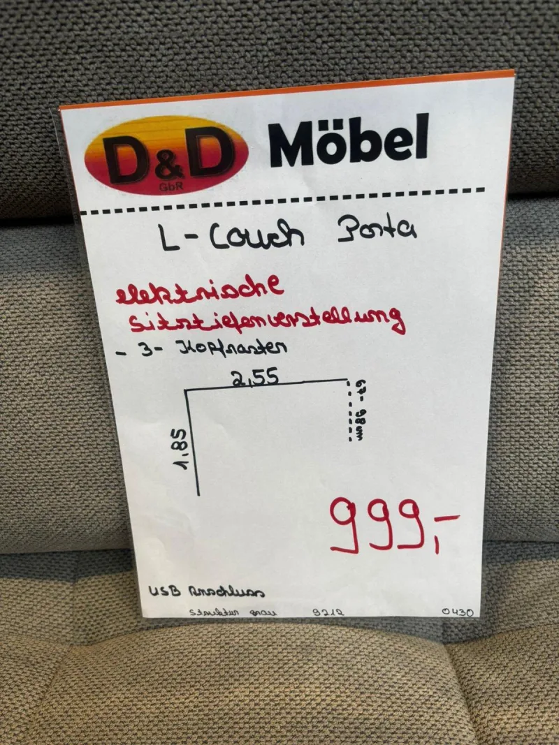 Ecksofa Elektr. Sitztiefenverstellung Grau 326x261cm - Bild 3
