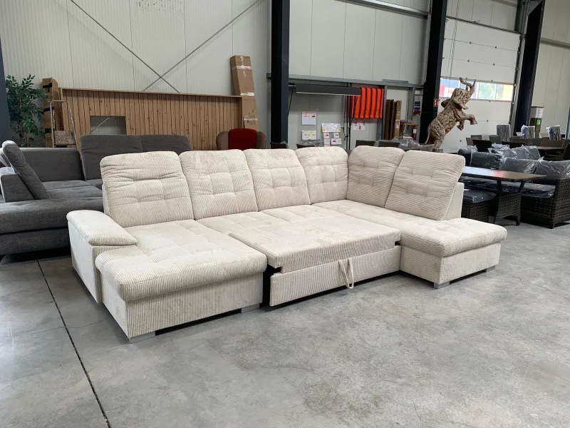 Schlafsofa UCouch Cord Beige mit Bettkasten 230x150cm - Bild 2