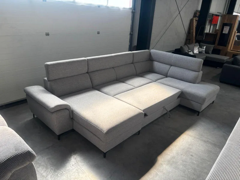 Schlafsofa L-Form Grau mit Bettkasten 230x165cm - Bild 2