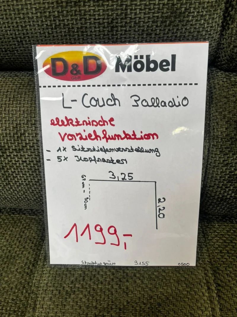 Ecksofa mit elektrischer Sitztiefenverstellung Grün - Bild 3