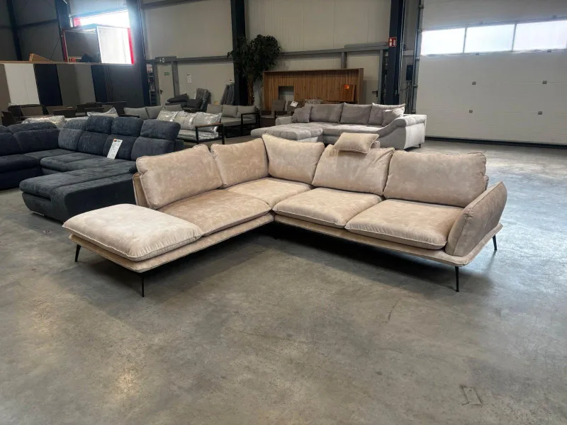 Ecksofa Samt Beige ca. 270x185 cm D&D Möbel