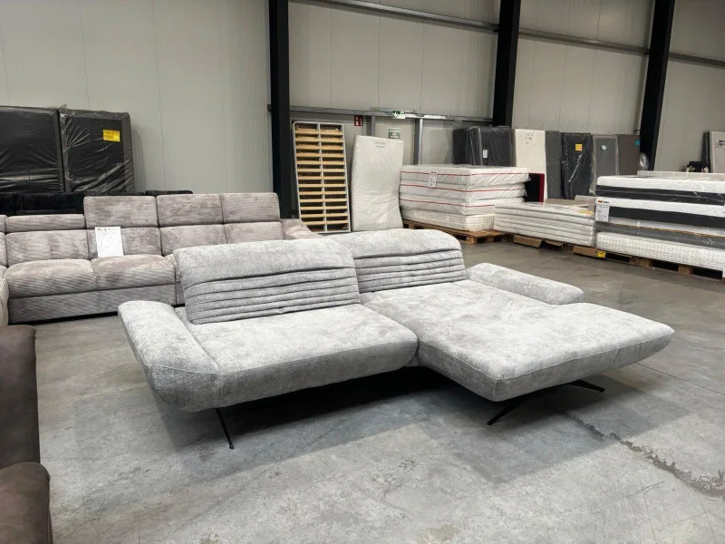 Ecksofa Chenille Grau mit XL Récamiere 2 Sitztiefen - Bild 4