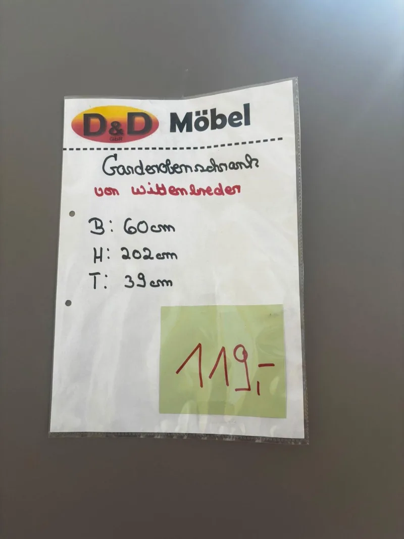 Garderobenschrank MDF Grau matt 60x39x202 cm - Bild 3