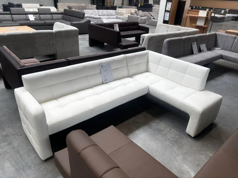 Eckbank SOFTLUX weiß 245x157cm Lederoptik