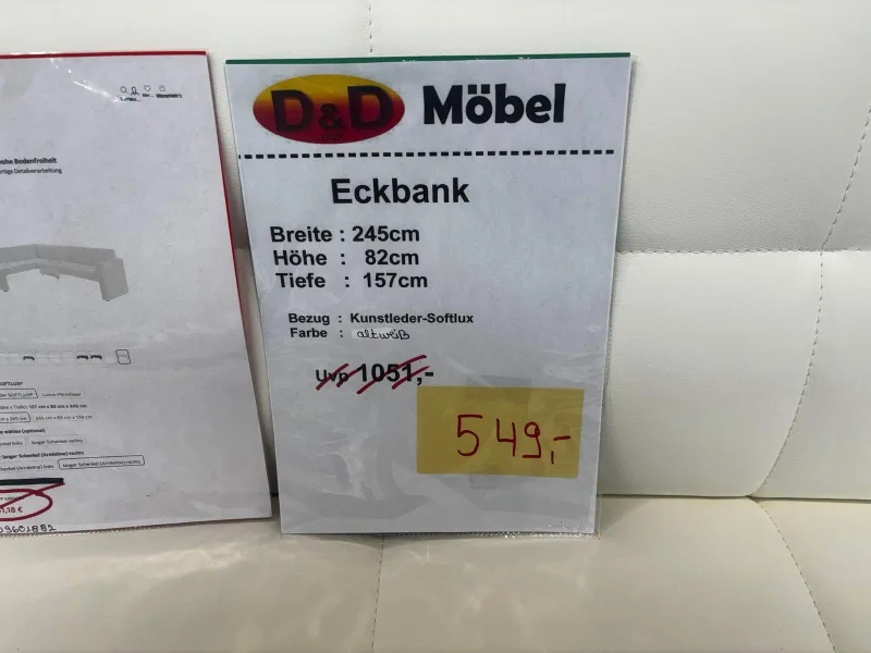 Eckbank Kunstleder SOFTLUX altweiß 245x157 cm - Bild 2