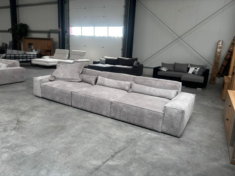 Bigsofa Cordstoff grau 3-Sitzer Wellenfederung - Bild 4