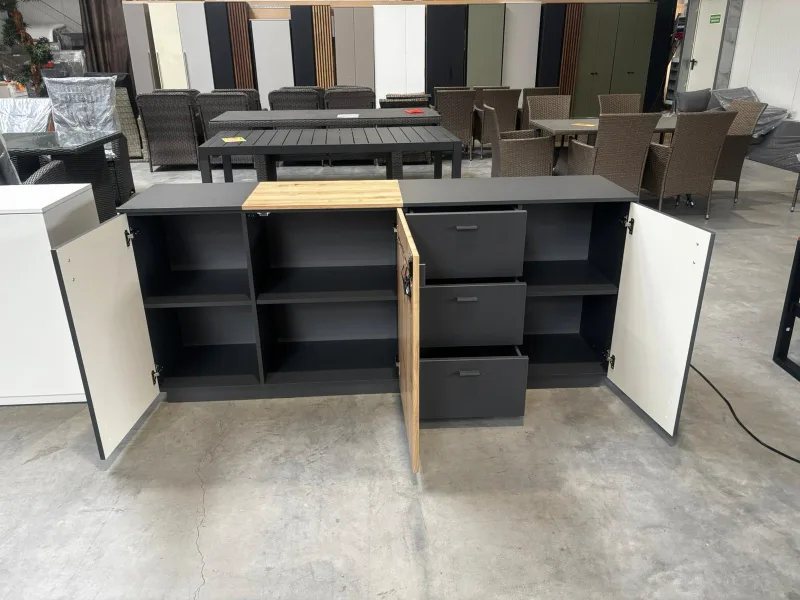 Sideboard Grau Matt Eiche LED 196x85x44 cm - Bild 2