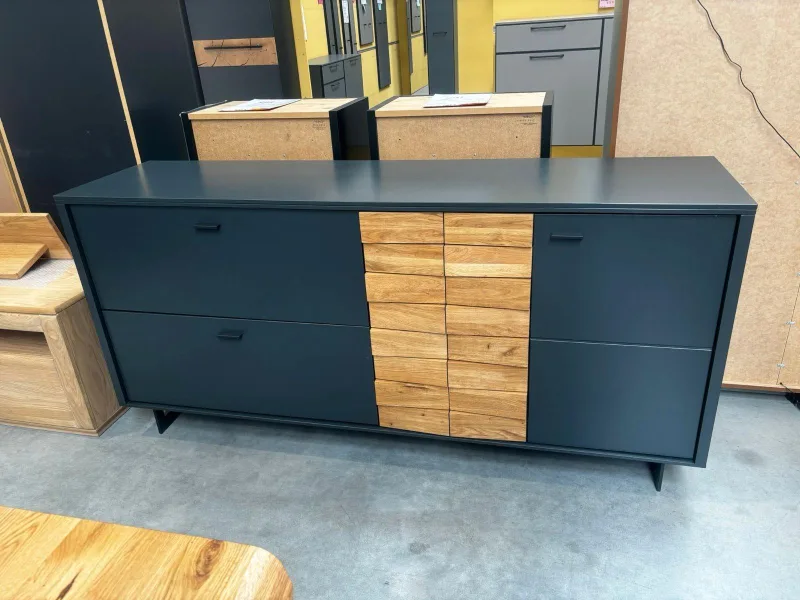 Sideboard Eiche Grau 186x47x88 cm - Bild 3