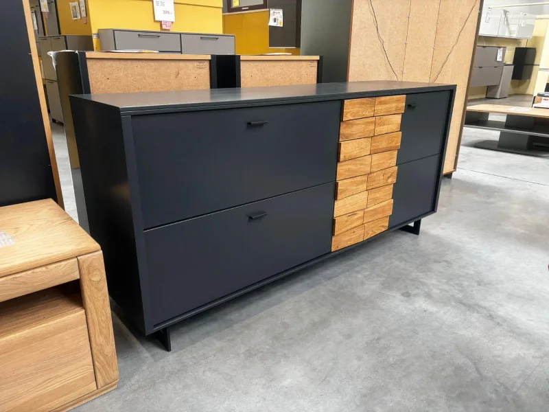 Sideboard Eiche Grau 186x47x88 cm - Bild 4