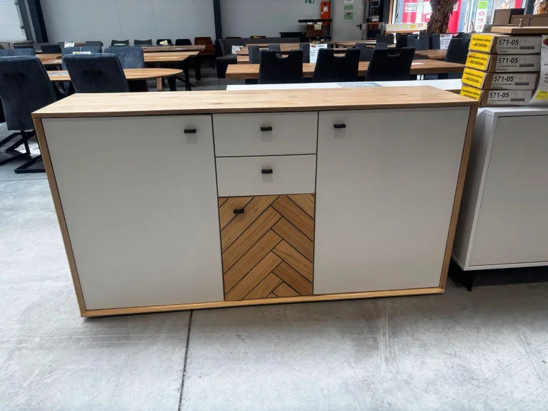 Sideboard Weiß/Eiche Bianco 164x45x90 cm