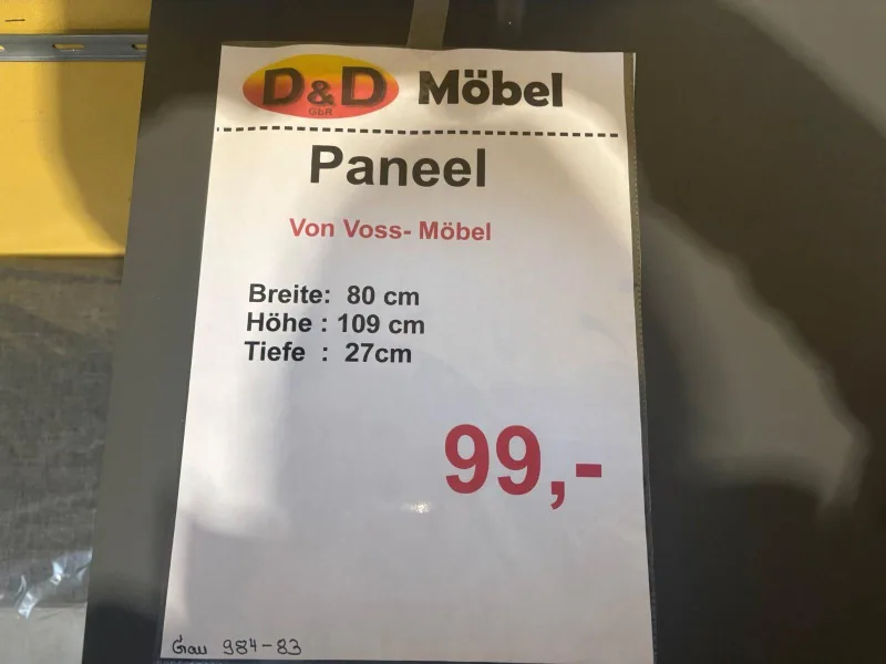 VOSS Garderobenpaneel Grau matt 80x27x109 cm - Bild 2
