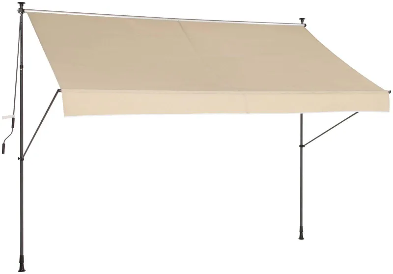 Klemm-Markise 300x150 cm Beige Polyester Gestell Anthrazit