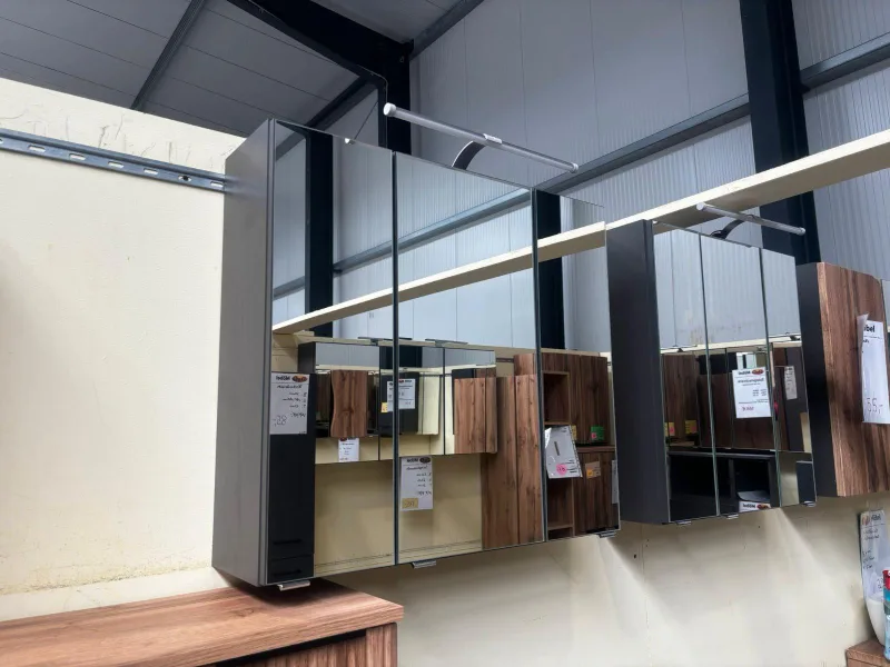 Badmöbel Spiegelschrank LED grau 70x21x64 cm