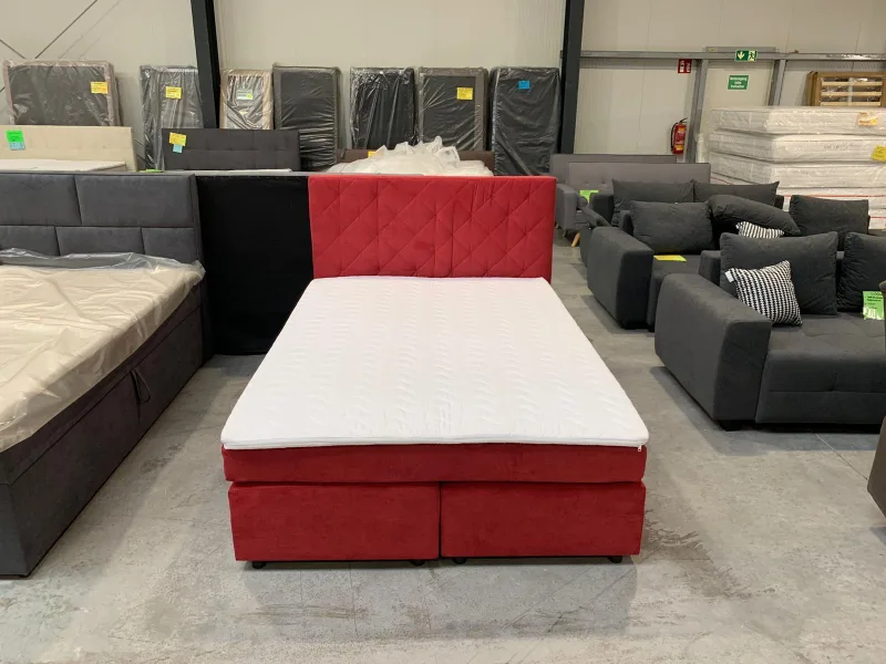 Boxspringbett Webstoff Rot 140x200 cm - Bild 2