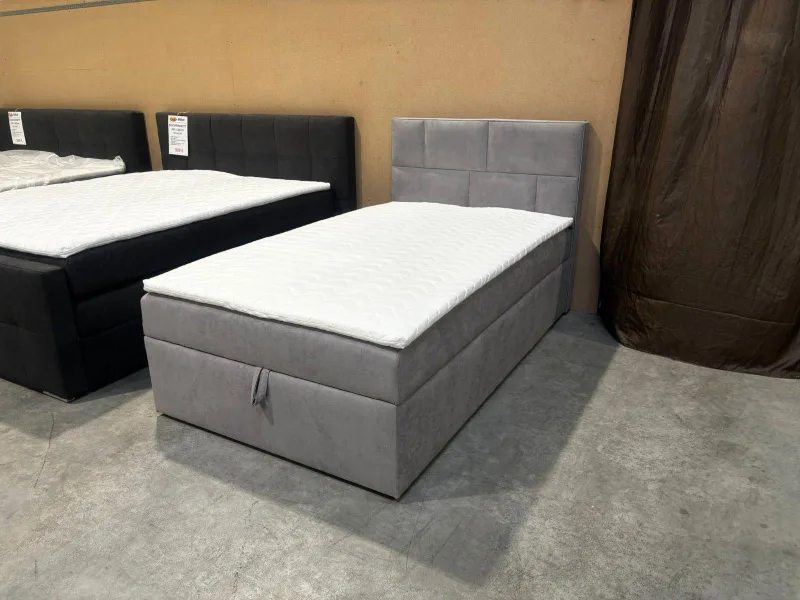 Boxspringbett Grau 120x200 Bettkasten Topper