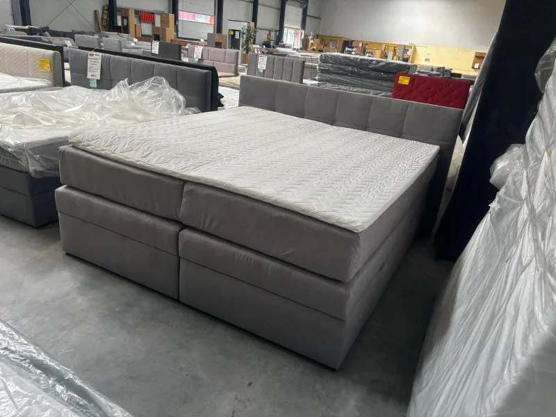 Boxspringbett Webstoff Grau 200x220 cm