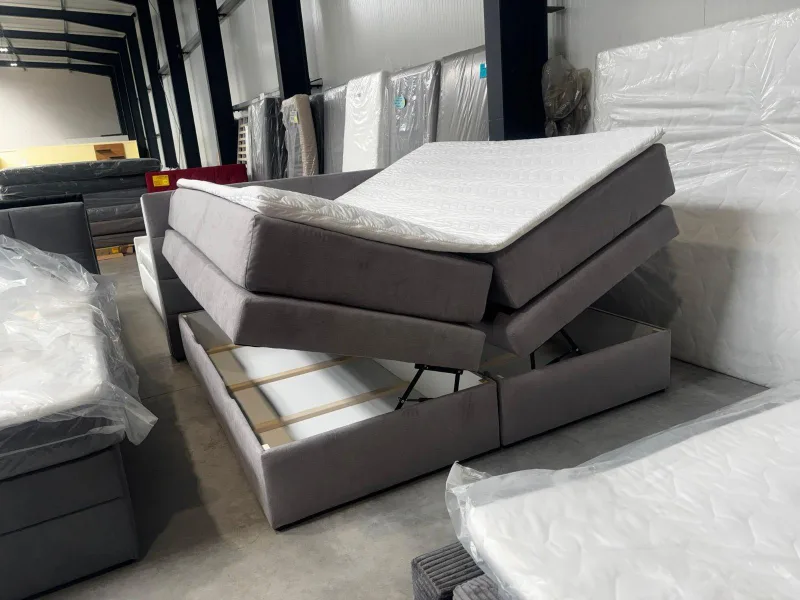 Boxspringbett Webstoff Grau 200x220 cm - Bild 2