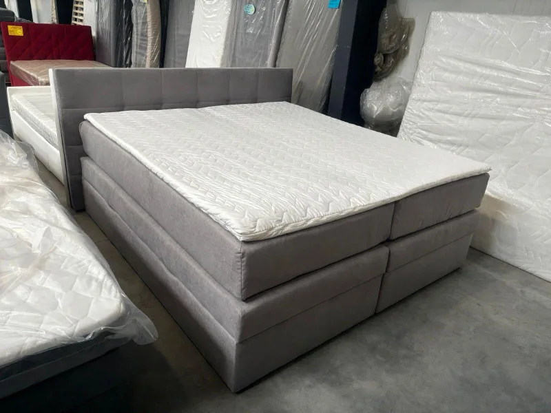 Boxspringbett Webstoff Grau 200x220 cm - Bild 4