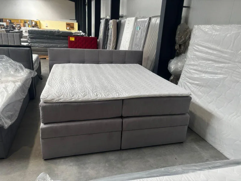Boxspringbett Webstoff Grau 200x220 cm - Bild 5