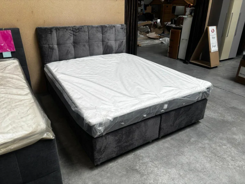 Boxspringbett Cord Grau 160x200 cm Komforthöhe - Bild 2