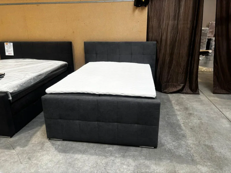 Boxspringbett Grau 140x200 cm mit Bettkästen - Bild 4