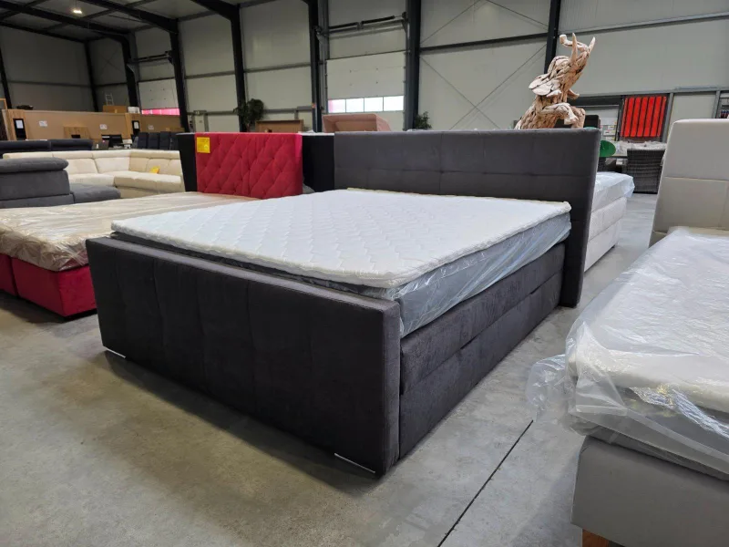 Boxspringbett Anthrazit Velour 180x200 mit Bettkästen