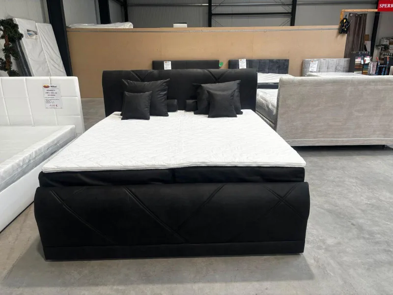 Boxspringbett Velours Schwarz 180x200 cm - Bild 5