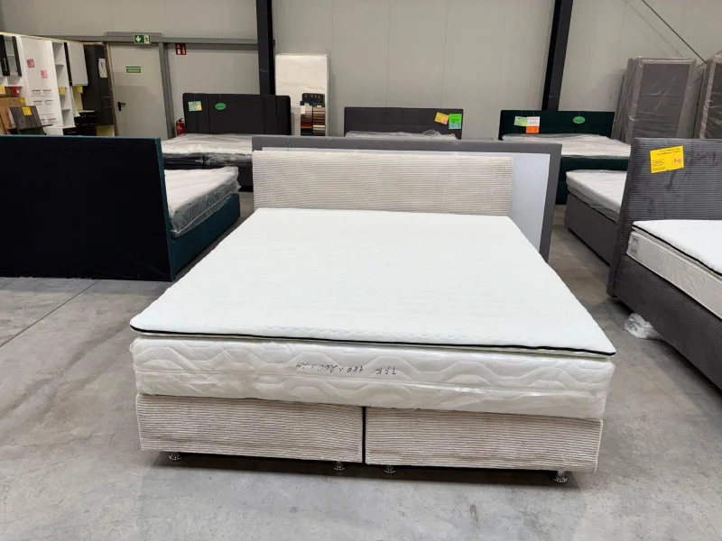 Boxspringbett Cord Beige 180x200 cm inkl. Topper - Bild 2